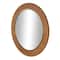 43" Brown Wood Fluted Room Wall Mirror with Scalloped Edge